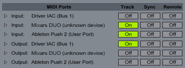 Ableton MIDI Settings