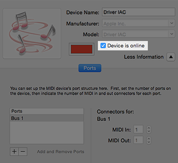 OS X IAC Driver Settings 